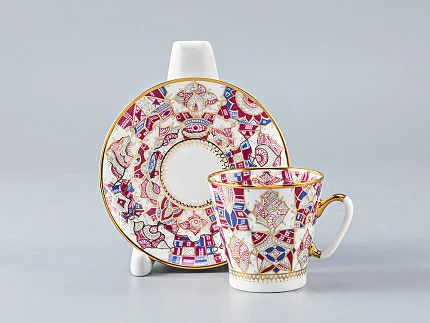 Чашка с блюдцем кофейная 80 мл форма Черный кофе рисунок Розовые узоры арт. 81.14681.00.1