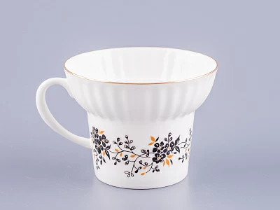 Чашка с блюдцем кофейная 155 мл форма Волна рисунок Тонкие веточки арт. 81.14403.00.1