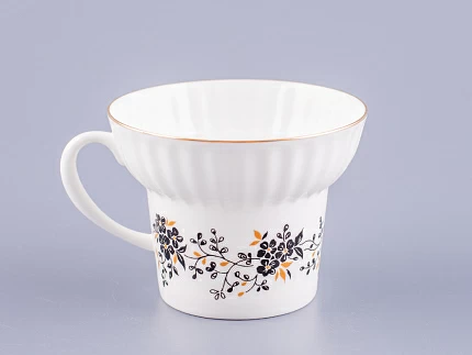 Чашка с блюдцем кофейная 155 мл форма Волна рисунок Тонкие веточки арт. 81.14403.00.1