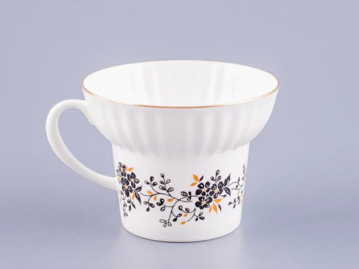 Чашка с блюдцем кофейная 155 мл форма Волна рисунок Тонкие веточки арт. 81.14403.00.1, 