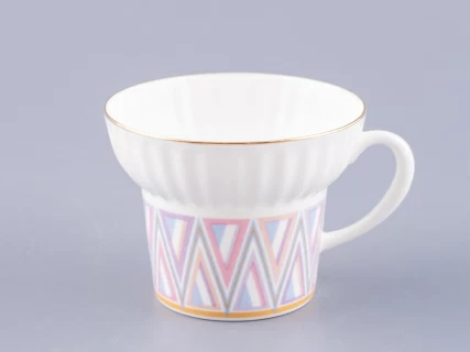 Чашка с блюдцем кофейная 155 мл.,  форма Волна, рисунок Геометрия 1 арт. 81.27007.00.1, 