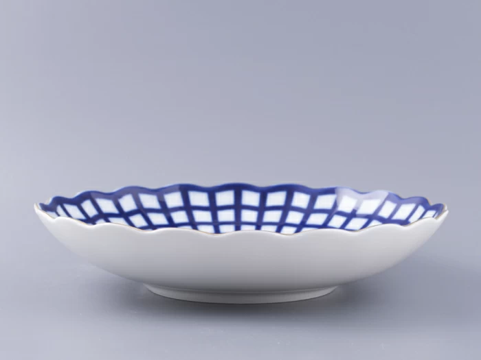 Сухарница форма Тюльпан рисунок Кобальтовая клетка арт. 80.03707.00.1,  Сухарница форма Тюльпан рисунок Кобальтовая клетка арт. 80.03707.00.1,