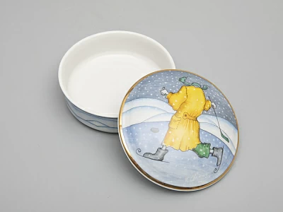 Туалетная коробочка форма Круглая рисунок Зима. Хоккей арт. 81.31061.00.1