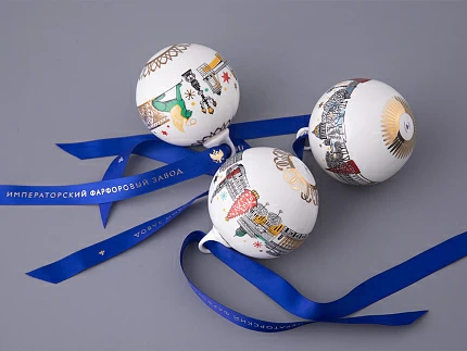 Подарочный набор Ёлочных украшений, форма Шар с петелькой, рисунок Рождественский Петербург, арт. 81.32760.00.1 Подарочный набор Ёлочных украшений, форма Шар с петелькой, рисунок Рождественский Петербург, арт. 81.32760.00.1