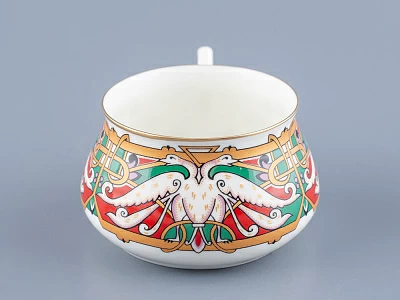 Чашка с блюдцем кофейная 180 мл.,  форма Билибина 1, рисунок Сказочные птицы арт. 81.16211.00.1