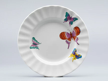 Тарелка мелкая 180 форма Шатровая рисунок Шафрановые бабочки арт. 80.39466.00.1