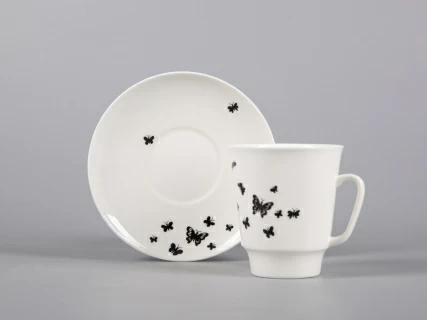 Чашка с блюдцем кофейная 165 мл форма Майская рисунок Мотыльки арт. 81.30661.00.1,  Чашка с блюдцем кофейная 165 мл форма Майская рисунок Мотыльки арт. 81.30661.00.1,