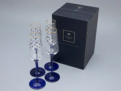 Набор (4 бокала для шампанского) 200 мл, Кобальтовая сетка арт. 14.11005.07