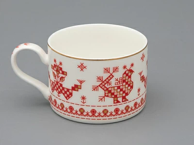 Чашка с блюдцем 250 мл форма Премиум рисунок Петушки-гребешки, арт 81.33558.00.1