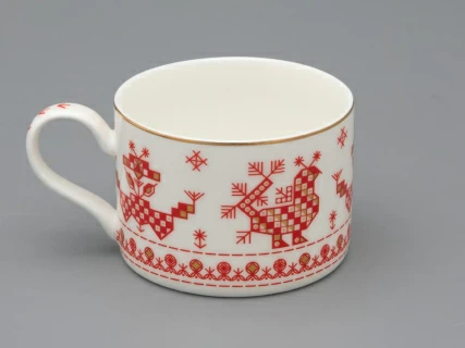 Чашка с блюдцем 250 мл форма Премиум рисунок Петушки-гребешки, арт 81.33558.00.1, 