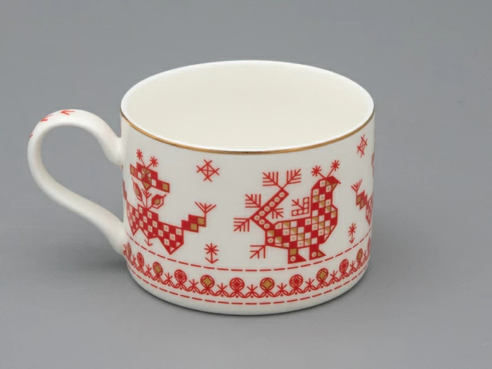 Чашка с блюдцем 250 мл форма Премиум рисунок Петушки-гребешки, арт 81.33558.00.1, 