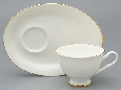 Чашка с блюдцем чайная на ножке форма Премиум рисунок Золотая лента, арт. 81.33527.00.1