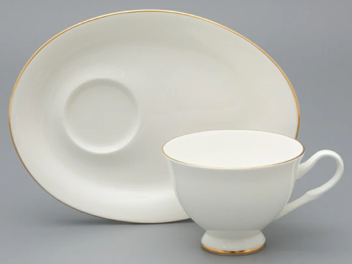 Чашка с блюдцем чайная на ножке форма Премиум рисунок Золотая лента, арт. 81.33527.00.1, 