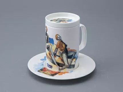 Бокал с блюдцем и крышкой 400мл в подарочной упаковке, форма Топ, рисунок Atomic Heart 2, арт 81.34449.00.1