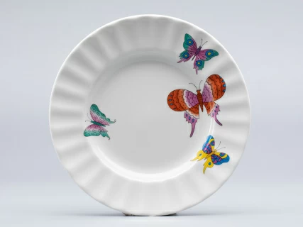 Тарелка мелкая 180 форма Шатровая рисунок Шафрановые бабочки арт. 80.39466.00.1, 