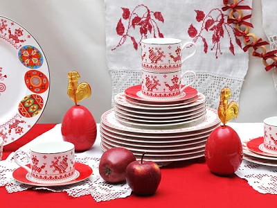 Блюдо круглое 310 мм форма Премиум рисунок Петушки-гребешки, арт 80.49803.00.1