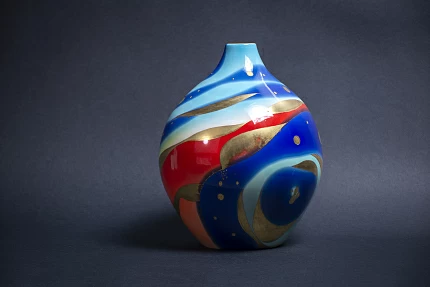 Ваза малый размер, форма Круглая, рисунок Космея арт 60.13685.00.1 Ваза малый размер, форма Круглая, рисунок Космея арт 60.13685.00.1