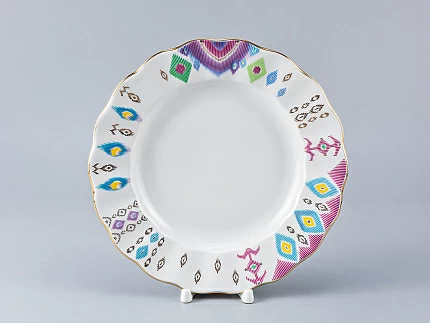 Тарелка мелкая 240 мм. форма Тюльпан рисунок Перо павлина, арт. 80.97650.00.1 Тарелка мелкая 240 мм. форма Тюльпан рисунок Перо павлина, арт. 80.97650.00.1