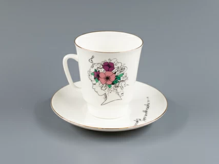 Чашка с блюдцем 165 мл, форма Майская, рисунок И пусть душа поет… , арт. 81.24578.00.1,  Чашка с блюдцем 165 мл, форма Майская, рисунок И пусть душа поет… , арт. 81.24578.00.1,