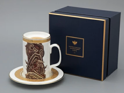 Подарочный набор Бокал с блюдцем и крышкой форма Топ рисунок Слава Веков бронза, арт. 81.33062.00.1, 