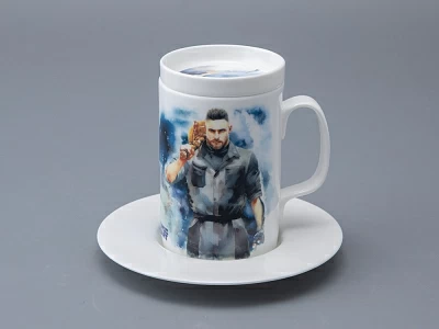 Бокал с блюдцем и крышкой 400мл в подарочной упаковке, форма Топ, рисунок Atomic Heart 1, арт 81.34448.00.1