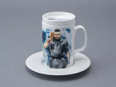 Бокал с блюдцем и крышкой 400мл в подарочной упаковке, форма Топ, рисунок Atomic Heart 1, арт 81.34448.00.1