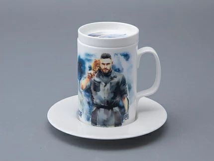 Бокал с блюдцем и крышкой 400мл в подарочной упаковке, форма Топ, рисунок Atomic Heart 1, арт 81.34448.00.1