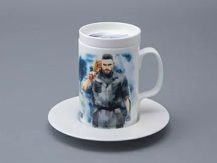 Бокал с блюдцем и крышкой 400мл в подарочной упаковке, форма Топ, рисунок Atomic Heart 1, арт 81.34448.00.1