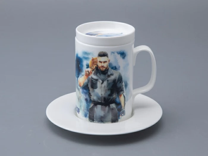 Бокал с блюдцем и крышкой 400мл в подарочной упаковке, форма Топ, рисунок Atomic Heart 1, арт 81.34448.00.1, 