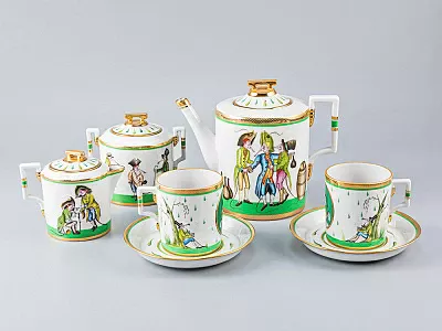 Сервиз чайный форма Гербовая рисунок Крысята-воришки, 2 персоны 7 предметов, арт. 81.16587.00.1