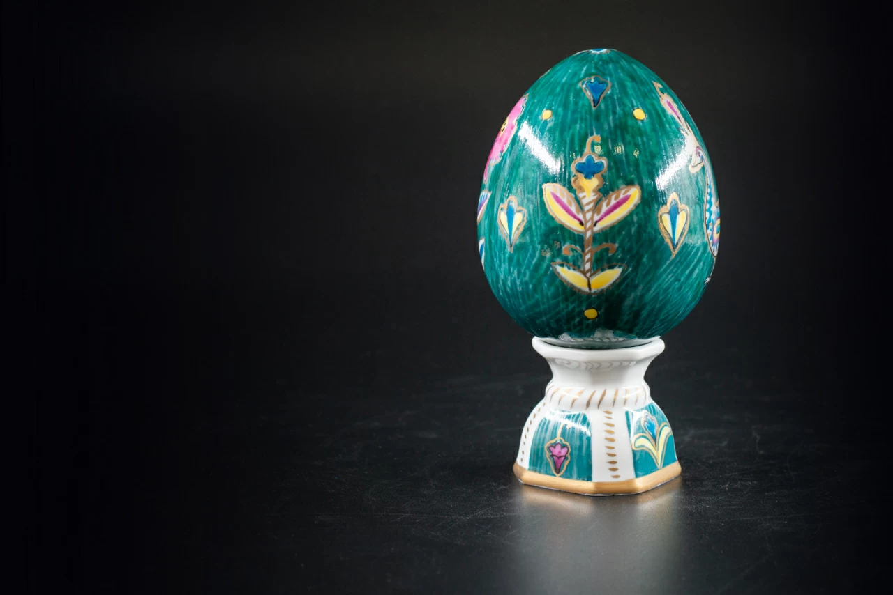 Яйцо пасхальное Зеленое с птицей, арт 60.09645.00.1, 