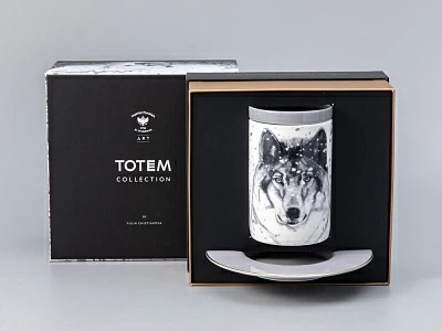 Бокал с блюдцем Тотем в подарочной упаковке, рисунок Волк, арт. 81.28374.00.1