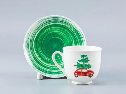 Чашка с блюдцем форма Ландыш рисунок Машинка, арт. 81.28062.00.1, 