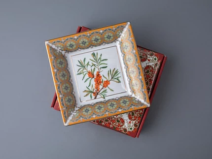 Подставка для мелочей в подарочной упаковке форма Квадратная рисунок Облепиха сибирская, арт. 81.33951.00.1