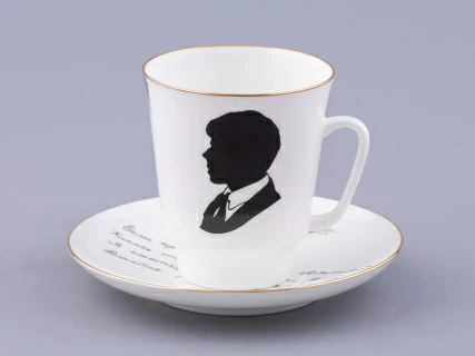 Чашка с блюдцем 165 мл форма Майская, рисунок Русские писатели Есенин, арт. 81.32604.00.1, 