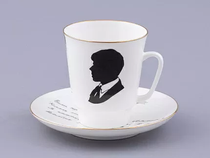 Чашка с блюдцем 165 мл форма Майская, рисунок Русские писатели Есенин, арт. 81.32604.00.1