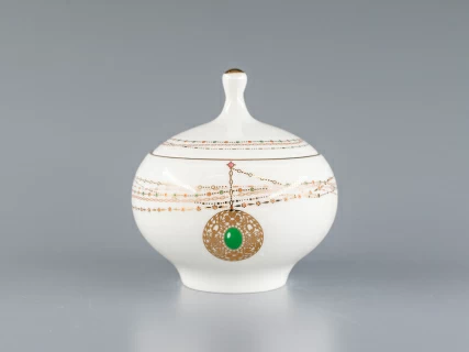 Сахарница форма Яблочко, рисунок Золотой медальон 250 мл арт. 80.65392.00.1,  Сахарница форма Яблочко, рисунок Золотой медальон 250 мл арт. 80.65392.00.1,