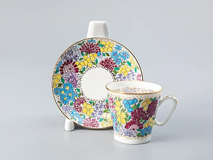 Чашка с блюдцем кофейная 80 мл форма Черный кофе рисунок Весенние цветы арт. 81.15327.00.1