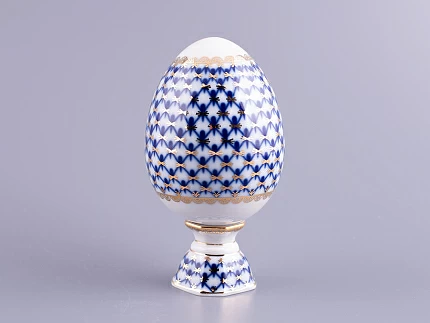 Яйцо пасхальное на подставке 132 мм рисунок Кобальтовая сетка арт.  80.07117.00.1 Яйцо пасхальное на подставке 132 мм рисунок Кобальтовая сетка арт.  80.07117.00.1