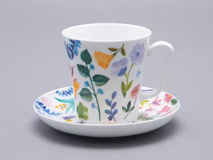 Бокал с блюдцем форма Ленинградский рисунок Primavera, арт. 81.34502.00.1