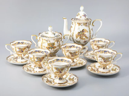 Сервиз кофейный форма Наташа рисунок Фантастические бабочки, 6 персон 14 предметов, арт. 81.21238.00.1, 