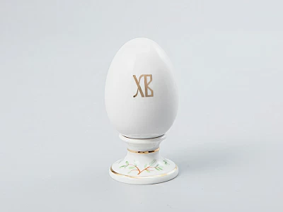 Яйцо пасхальное на подставке 82 мм форма Нева рисунок Овсянка арт. 80.65670.00.1