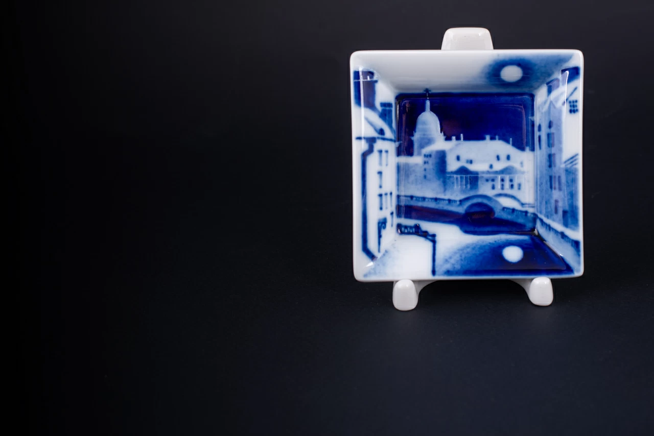 Подставка для мелочи малого размера, форма Европейская, Луна над Петербургом, арт 60.10555.00.1, 