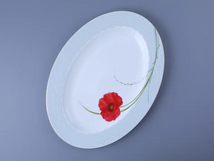 Блюдо овальное 355 мм форма Премиум рисунок Маки, арт. 80.06319.00.1, 