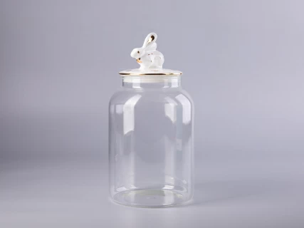 Подарочный набор Банка с фарфоровой крышкой Кролик золото арт. 14.10078.07, 