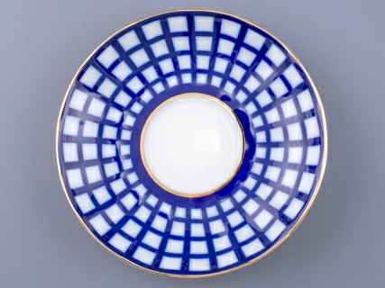 Сервиз чайный форма Тюльпан рисунок Кобальтовая клетка, 6 персон 20 предметов, арт. 81.15116.01.1, 