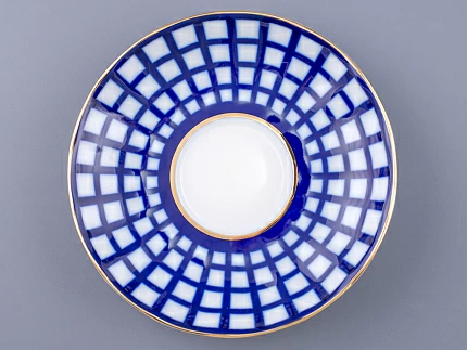 Сервиз чайный форма Тюльпан рисунок Кобальтовая клетка, 6 персон 20 предметов, арт. 81.15116.01.1