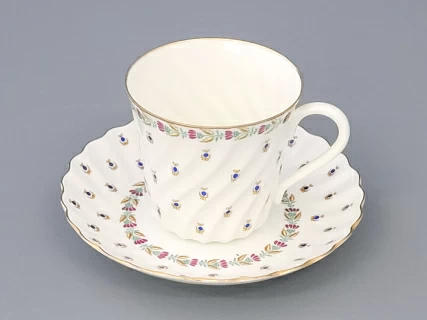 Чашка с блюдцем кофейная 155 мл.,  форма Витая, рисунок Голубые ягодки арт. 81.13975.00.1, 