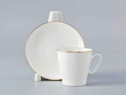 Чашка с блюдцем кофейная 80 мл форма Черный кофе рисунок Золотой кантик арт. 81.14441.00.1