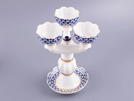 Подсвечник Трехрожковый Тюльпан Кобальтовая сетка арт. 80.07627.00.1 Подсвечник Трехрожковый Тюльпан Кобальтовая сетка арт. 80.07627.00.1